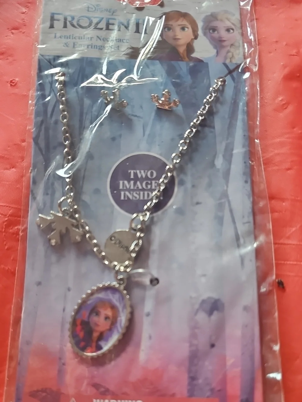 Disney Silver Necklace and Earring Set with Pink Accent